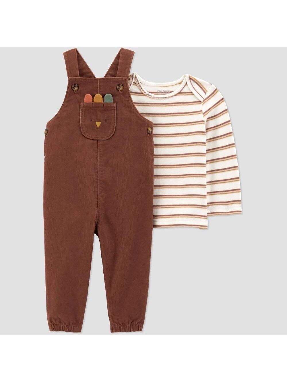 Carter's Just One You® Baby 2pc Thanksgiving Overalls Set - Brown 12M